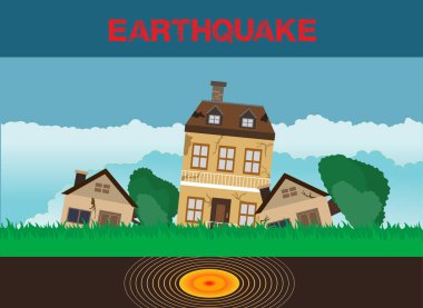 Deprem, doğal afetler, vektör tasarımı