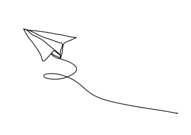 paper plane , line drawing style, , startup idea concept  , Vector Illustration.