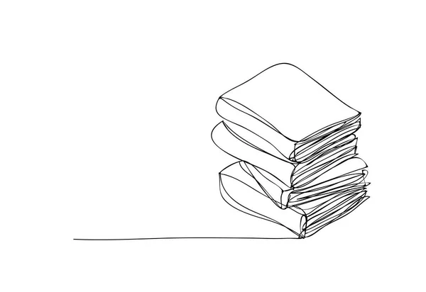 Estilo Desenho Linha Livro Ilustração Vetorial Contínua Uma Linha —  Vetores de Stock