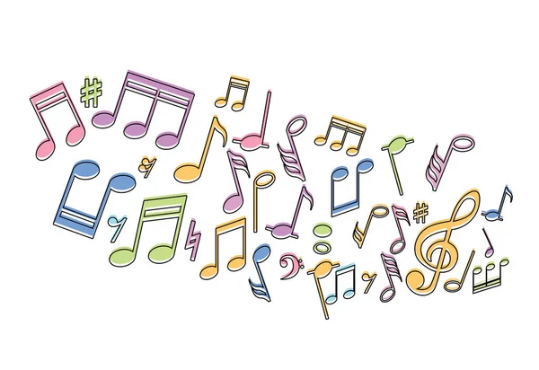 Arkaplanda Müzik Notaları Müzikal Anahtar Işaretleri Illüstrasyon Tasarımı — Stok Vektör