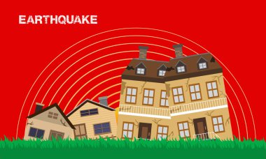 Deprem, doğal afetler, vektör tasarımı