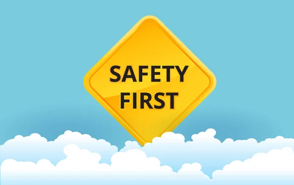 Safety First Sign Background Construction Concept Vector Design — Stock Vector