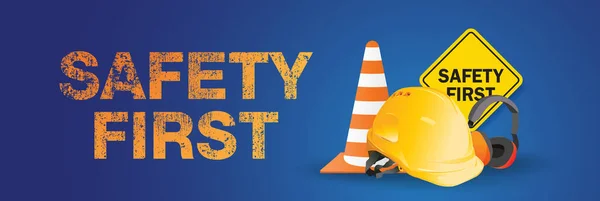安全装置 建設コンセプト 黄色の安全性ハード帽子 ベクターイラスト — ストックベクタ