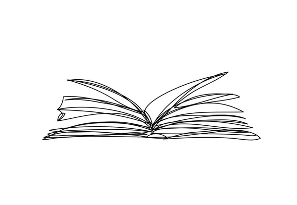 Açık Kitap Aralıksız Çizgi Sanatı Vektör Illüstrasyonu — Stok Vektör