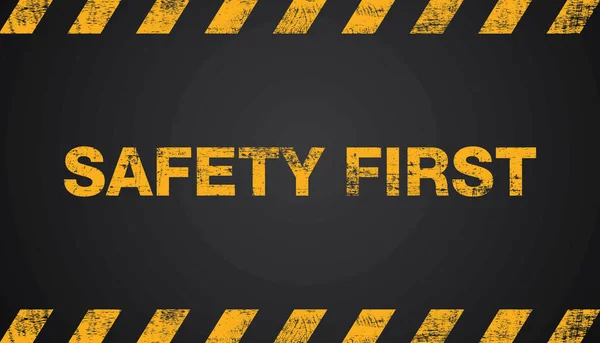 Safety First Grunge Gelbe Und Schwarze Diagonale Streifen Auf Dem — Stockvektor