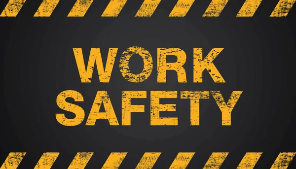仕事の安全性 背景に黄色と黒の斜めのストライプ ベクトルイラスト — ストックベクタ