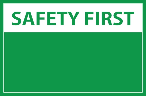 Bezpieczeństwo Pierwszy Znak Zielonym Tle Koncepcja Budowy Ilustracja Wektor — Wektor stockowy