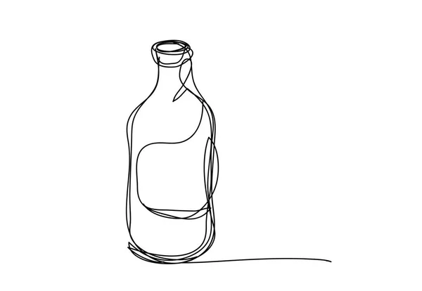 Бутылка Непрерывное Искусство Линии Рисунок Одной Линии Векторная Иллюстрация — стоковый вектор
