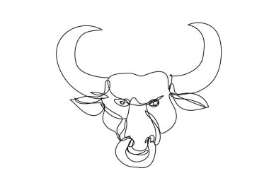 Texas Longhorn çizimleri, Batı Boğa Sığırları, Devamlı çizgi sanatı, vektör illüstrasyonu