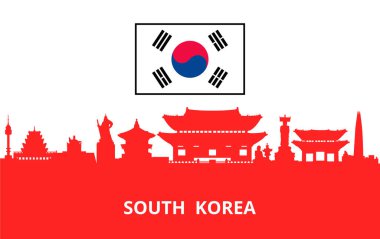 Güney Kore simgeleri, vektör ve illüstrasyon.