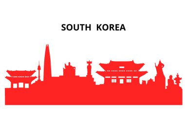 Güney Kore simgeleri, vektör ve illüstrasyon.