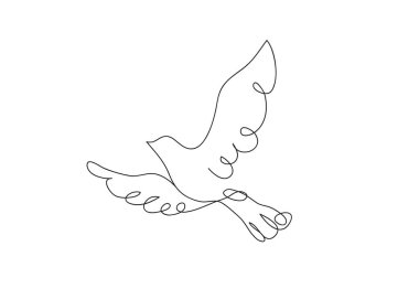 Kuş, çizgi çizim biçimi, aralıksız çizgi sanatı, vektör illüstrasyonu