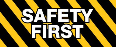 Önce güvenlik, inşaat konsepti, çalışma alanı uyarısı, tehlike uyarısı.