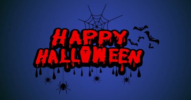 Mutlu Cadılar Bayramı Metni Tasarımı, Cadılar Bayramı tipografisi, Vektör illüstrasyonu