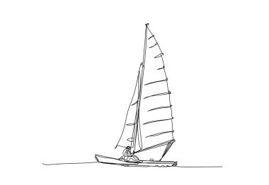 yelkenli sporu, çizgi çizim stili, vektör illüstrasyonu