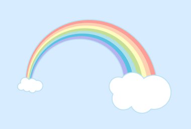 Gökyüzünde gökkuşağı ve bulut, Vektör çizimi.