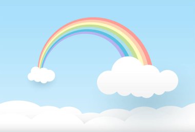 Kağıt sanatı, gökkuşağı, vektör illüstrasyonu.