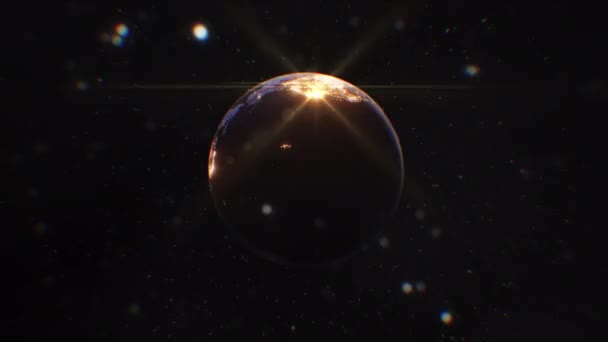 3D渲染世界在星系背景下的最终视觉效果运动片段的分解和溶解 — 图库视频影像