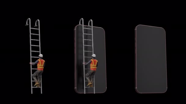 Animation Enginering Get Ladder Check Test Screen Big Mobile Phone — Vídeo de stock