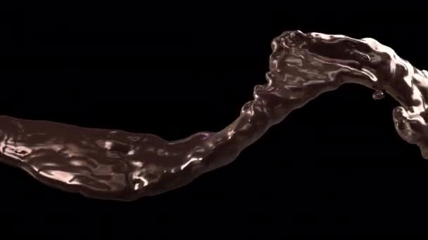 Simulación Flujo Líquido Chocolate Que Fluye Con Renderizado Incluye Blanco — Vídeos de Stock