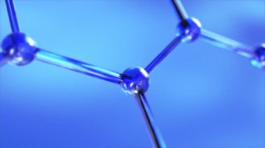 3D ağ modeli ve bal peteği molekülü bağlantı ağı yapısı ve küresi mavi renk arkaplanda ortaya çıkar.