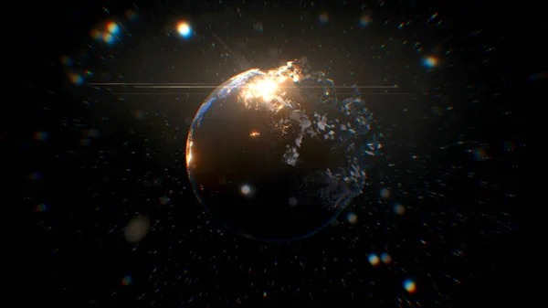 Model Dünyanın Parçalanması Galaksideki Gerçekçi Kavramsal Efekt Üzerinde Görsel Etkiyi — Stok fotoğraf