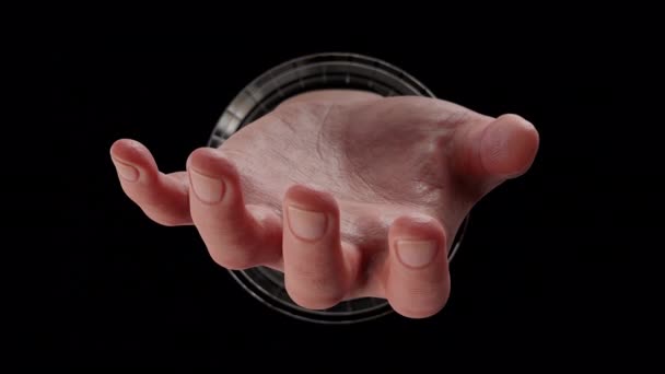 Модель Реалістична Анімаційна Ручка Рук Виділяються Металевого Отвору Включають Альфа — стокове відео