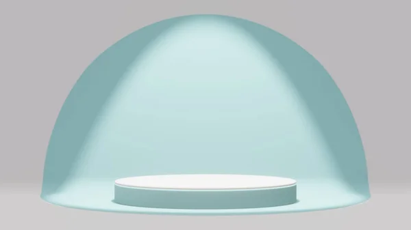 Eenvoudige Podium Cilinder Cirkelvorm Pastelblauw Met Schijnwerpers — Stockfoto