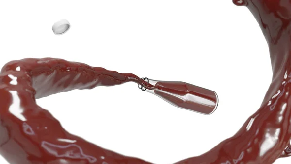 Renderização Molho Ketchup Tomate Splash Garrafa Vidro Incluem Caminho Alfa — Fotografia de Stock