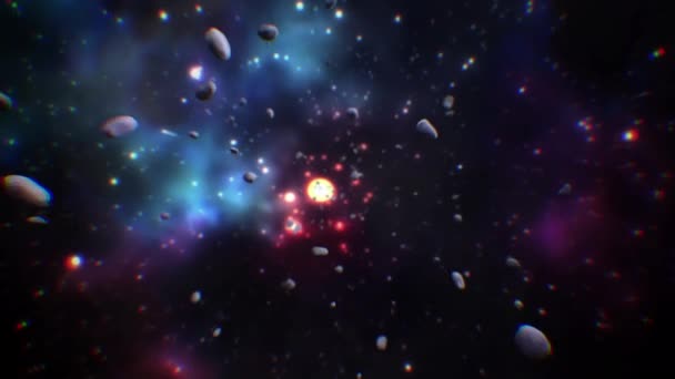 Animation Του Χώρου Και Του Σύμπαντος Σύστημα Πέτρα Και Σκόνη — Αρχείο Βίντεο