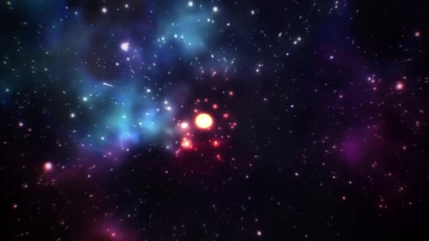 Рендеринг Анимационной Пыли Летящей Воображаемой Галактике — стоковое видео