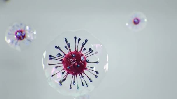 거품의 애니메이션 마이크로 그래픽 바이러스는 현장의 중심으로 — 비디오
