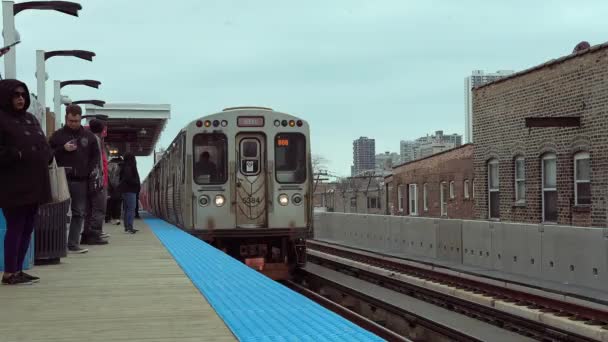 China Town Chicago Verenigde Staten Januari 2024 Treinvervoer Naar Het — Stockvideo