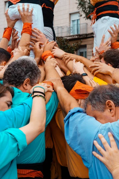 Barcelona Spain September 2022 Castells Human Towers Have Been Built — Stock Photo, Image