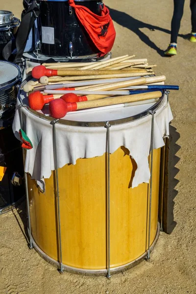 Strumento Percussione Mano Tamburo Con Bacchetta — Foto Stock