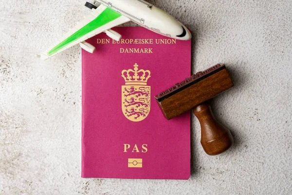Dänischer Pass Und Stempel Urlaubs Und Geschäftsreisekonzept — Stockfoto