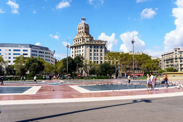 Barcelona Spanyolország 2023 Július Plaa Catalunya Legközpontibb Legnagyobb Barcelona Terek — Stock Fotó