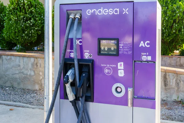 Барселона Испания Августа 2023 Года Точка Зарядки Электромобилей Компании Endesa — стоковое фото