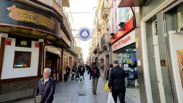 Badalona España Noviembre 2023 Gente Caminando Por Calle Comercial Carrer — Vídeos de Stock
