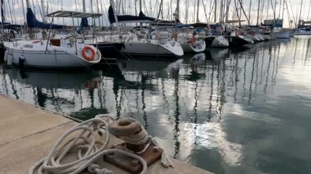 Barche Nel Porto Badalona Barcellona Spagna — Video Stock