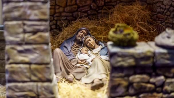 Різдвяна Сцена Ісусом — стокове відео