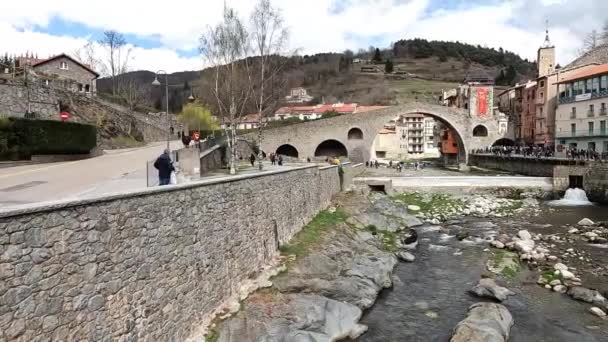 Girona España Marzo 2024 Río Ter Pasa Por Pueblo Medieval — Vídeos de Stock