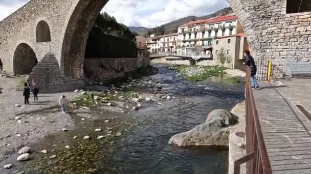 Gérone Espagne Mars 2024 Rivière Ter Traverse Village Médiéval Camprodon — Video