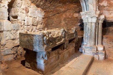 Cenotaph of St. Mlln, Monastery of Suso in San Millan de la Cogolla, La Rioja, Spain. clipart