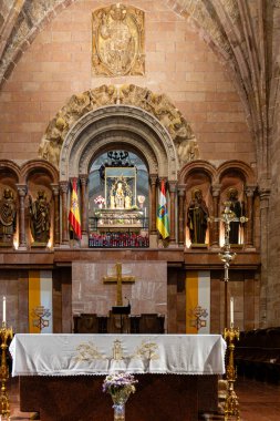 Larioja, Spain-October 12, 2024. Altar of the church of the Monastery of Nuestra Senora de Valvanera, La Rioja, Spain. clipart