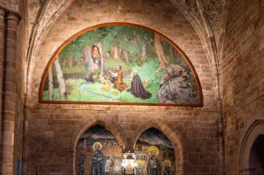 Larioja, Spain-October 12, 2024. Altar of the church of the Monastery of Nuestra Senora de Valvanera, La Rioja, Spain. clipart