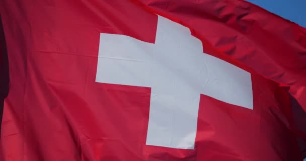 Bandera Suiza Ondeando Viento — Vídeo de stock