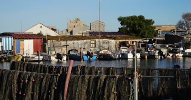 Pointe Courte Παραδοσιακή Περιοχή Αλιείας Στο Sete Occitan Στη Γαλλία — Αρχείο Βίντεο