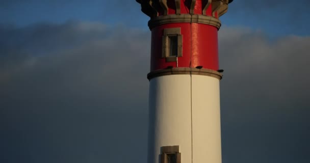 Courseulles Sur Mer Deki Deniz Feneri Normandiya Fransa — Stok video