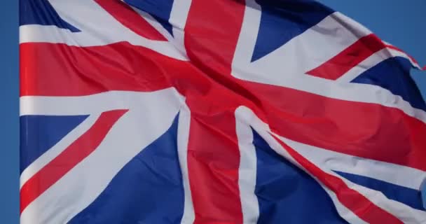 Bandera Nacional Británica Ondeando Viento — Vídeo de stock